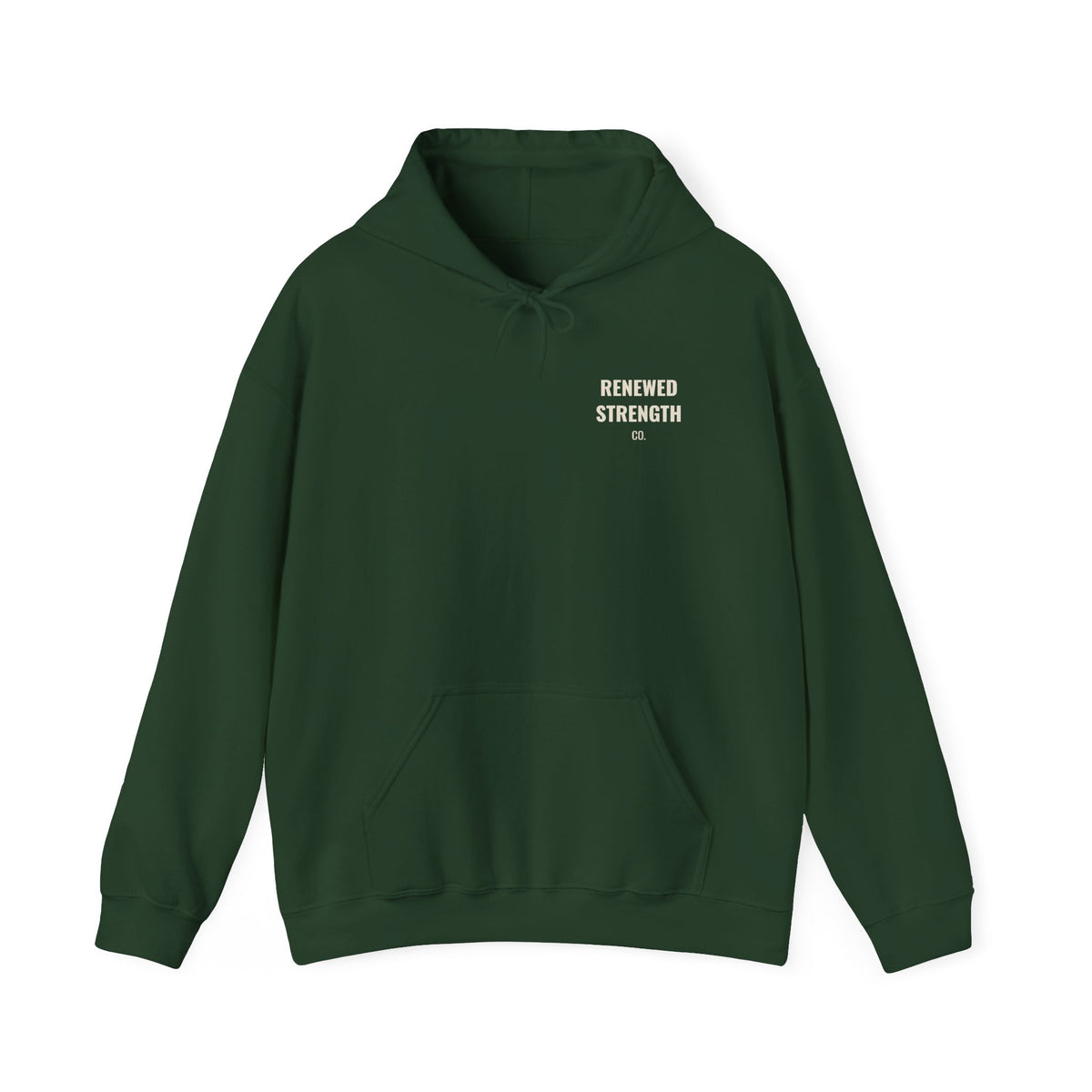 Nothing Can Separate Us Romans 8:38-39 hoodie in Forest Green, front with left-chest logo mockup