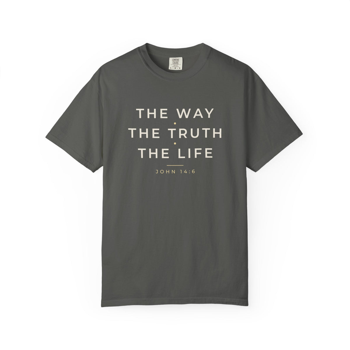 The Way The Truth The Life John 14:6 Christian tee in pepper, front mockup