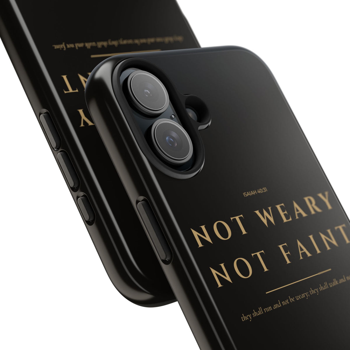 Not Weary Phone Case | Isaiah 40:31 — Black & Gold