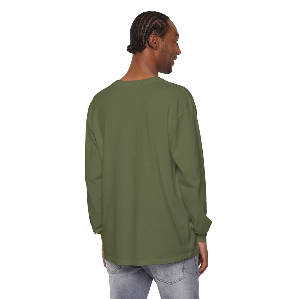 Kept the Faith 2 Timothy 4:7 long sleeve tee in Hemp, back, model
