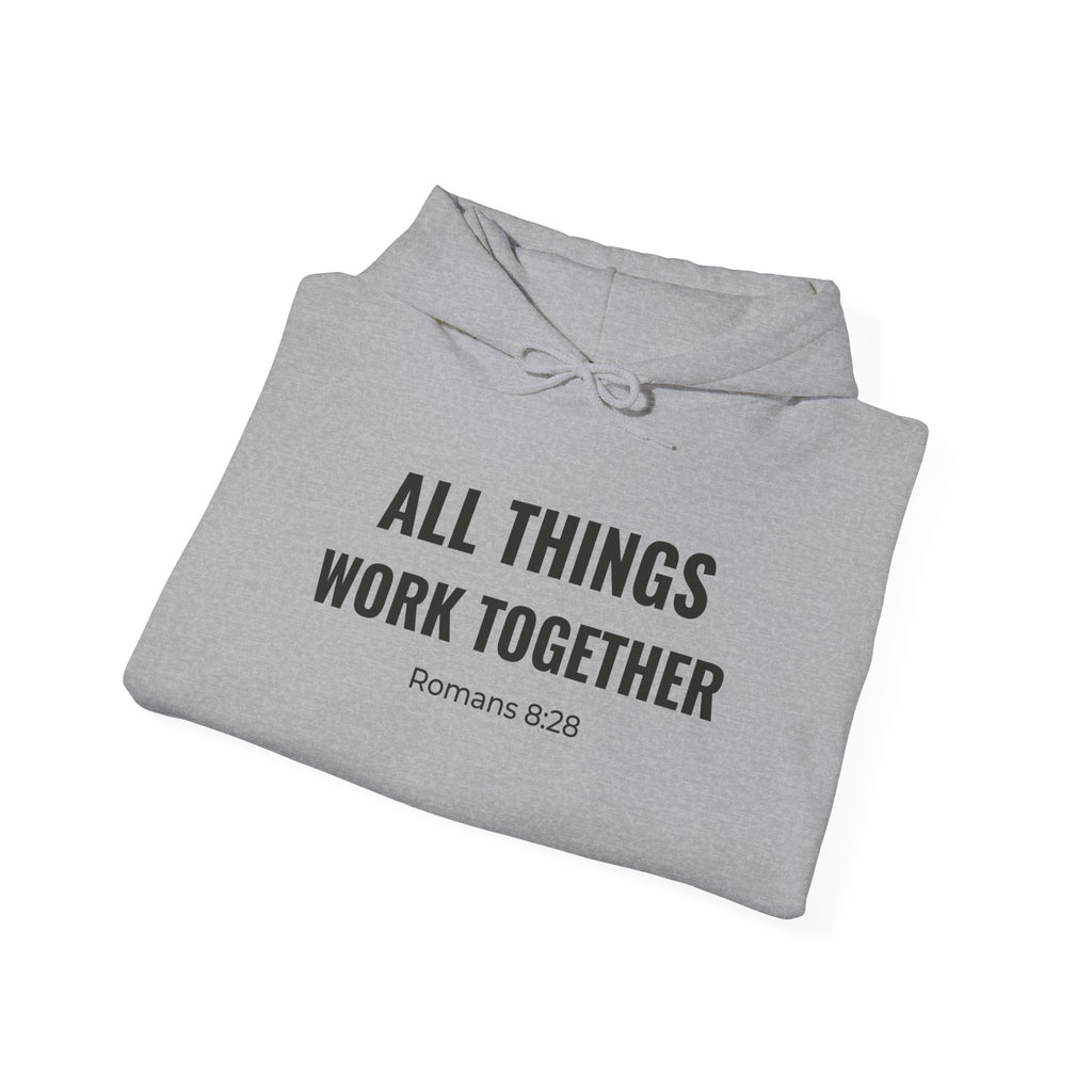 All Things Work Together Romans 8:28 hoodie in sport grey, folded mockup