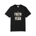 Faith Over Fear Christian tee in black, front mockup