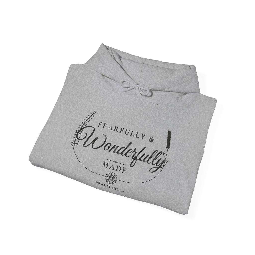 Fearfully & Wonderfully Made Psalm 139:14 hoodie in sport grey, folded mockup