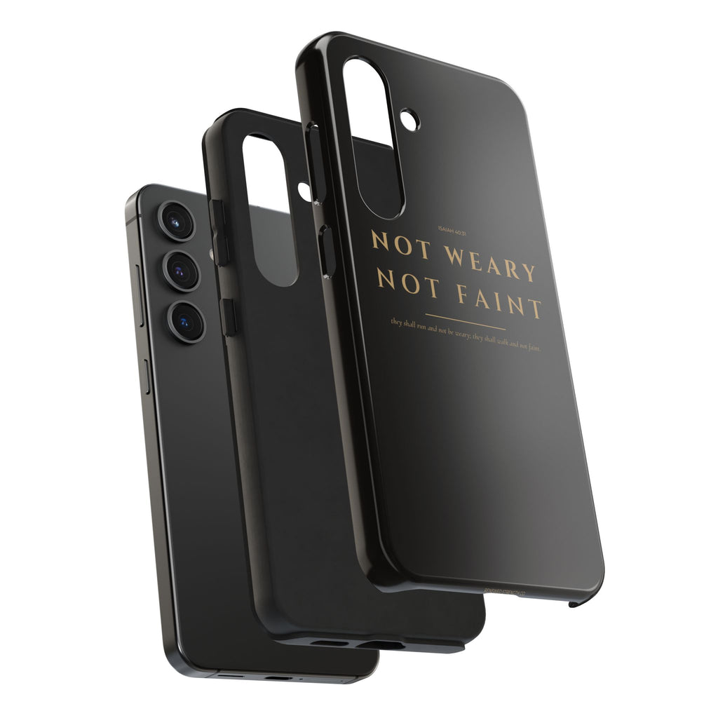 Not Weary Phone Case | Isaiah 40:31 — Black & Gold