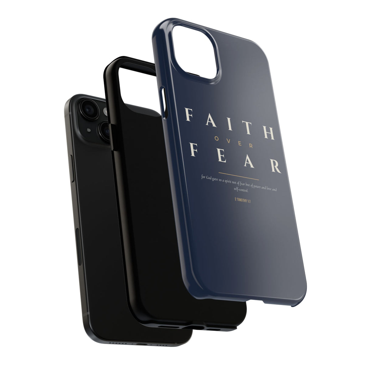 Faith Over Fear Phone Case | 2 Timothy 1:7 — Navy