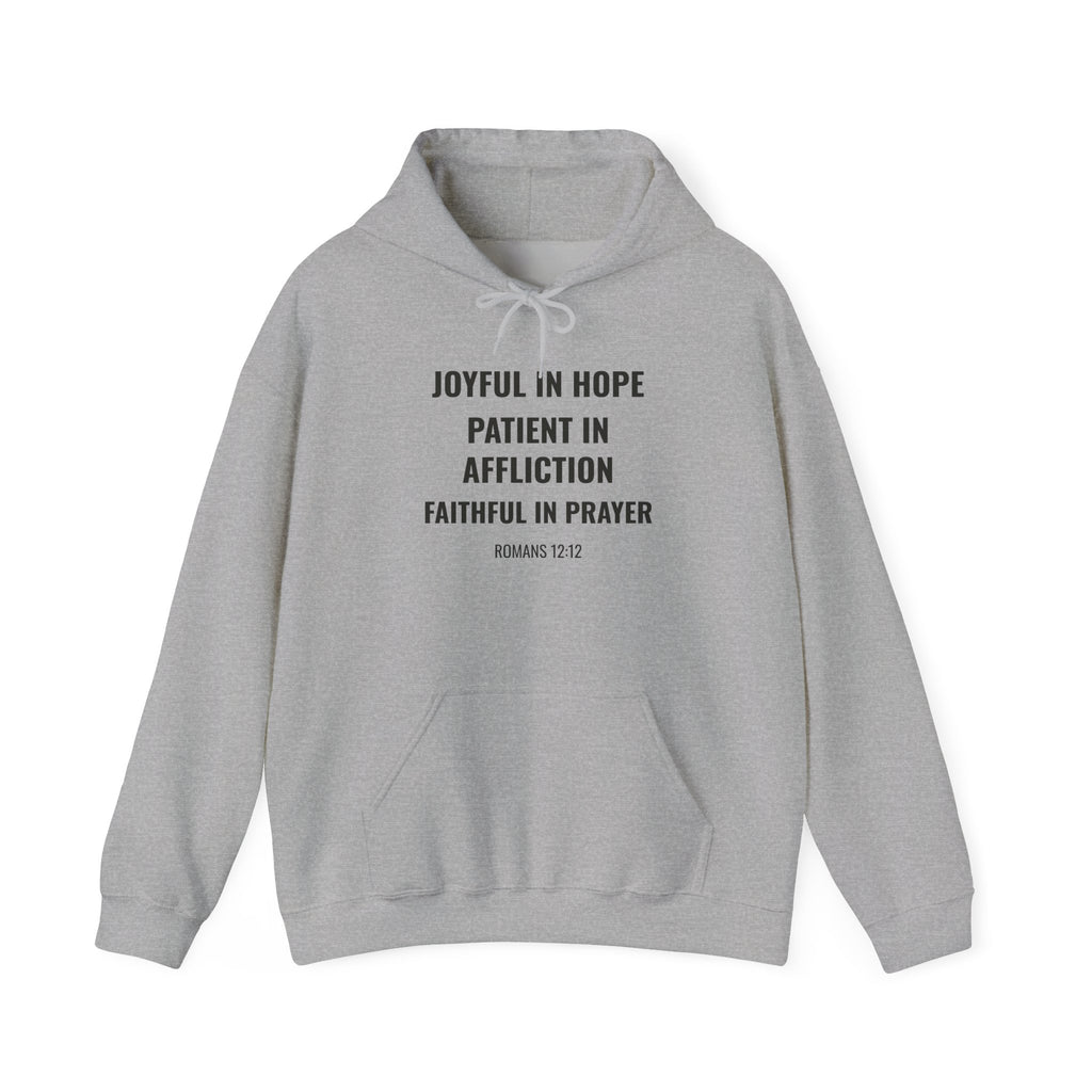 Joyful in Hope Romans 12:12 hoodie in sport grey, front mockup