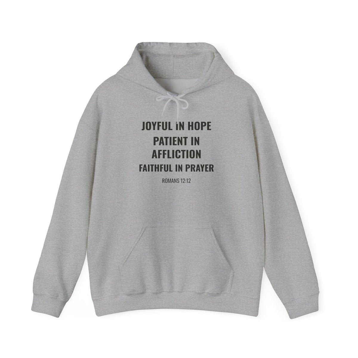 Joyful in Hope Romans 12:12 hoodie in sport grey, front mockup