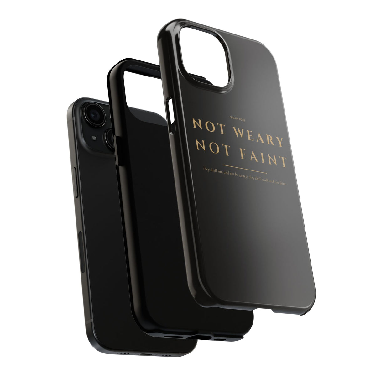 Not Weary Phone Case | Isaiah 40:31 — Black & Gold