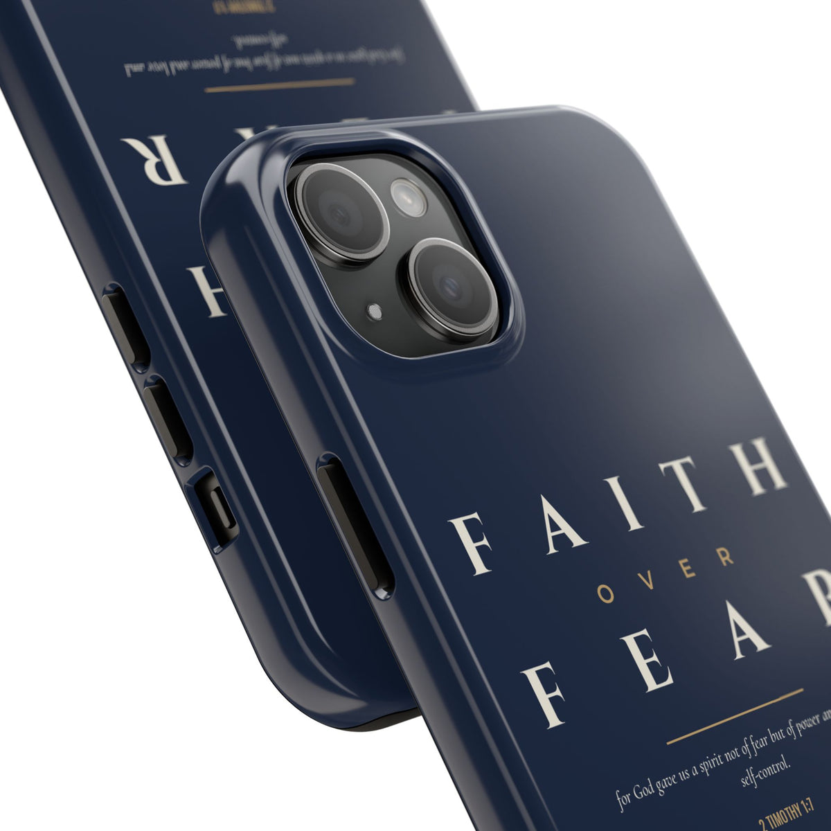 Faith Over Fear Phone Case | 2 Timothy 1:7 — Navy