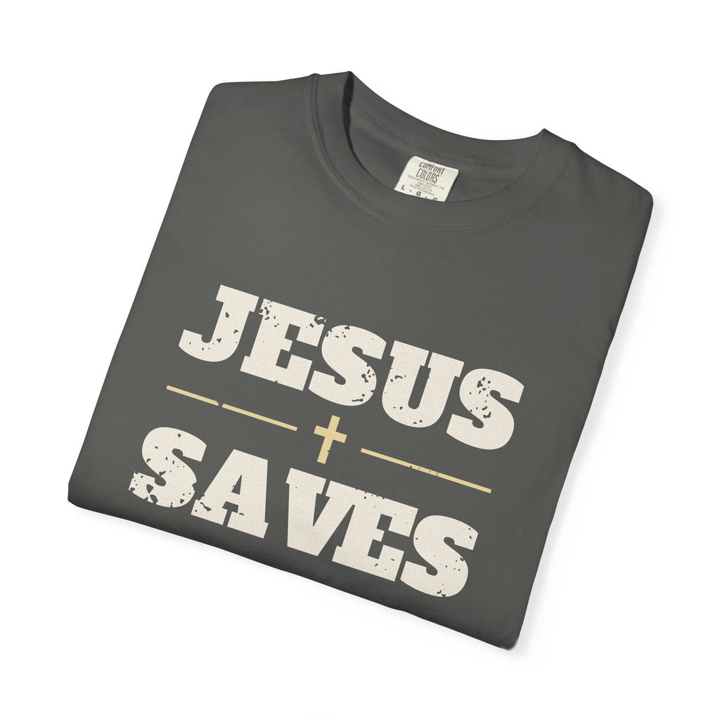Jesus Saves Christian Tee | Garment-Dyed Heavyweight Cotton