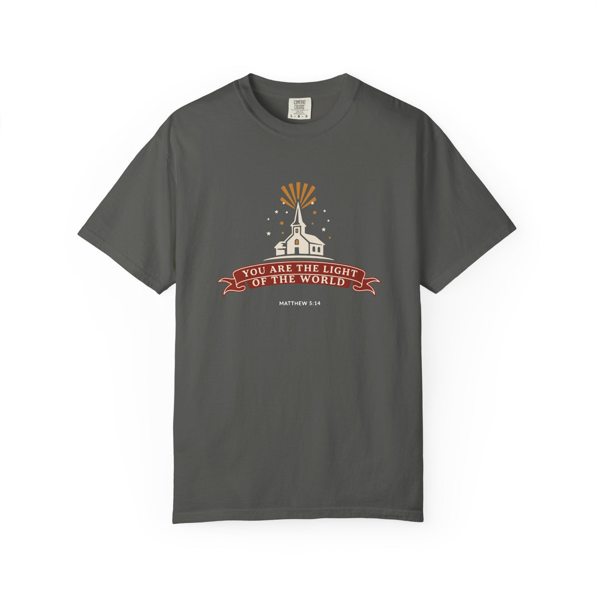 City on a Hill Matthew 5:14 tee in pepper, front mockup