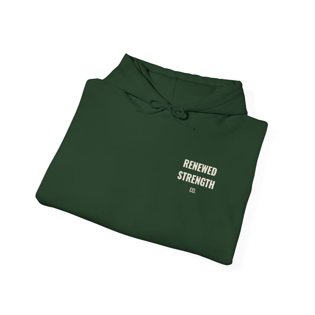Nothing Can Separate Us Romans 8:38-39 hoodie in Forest Green, folded mockup