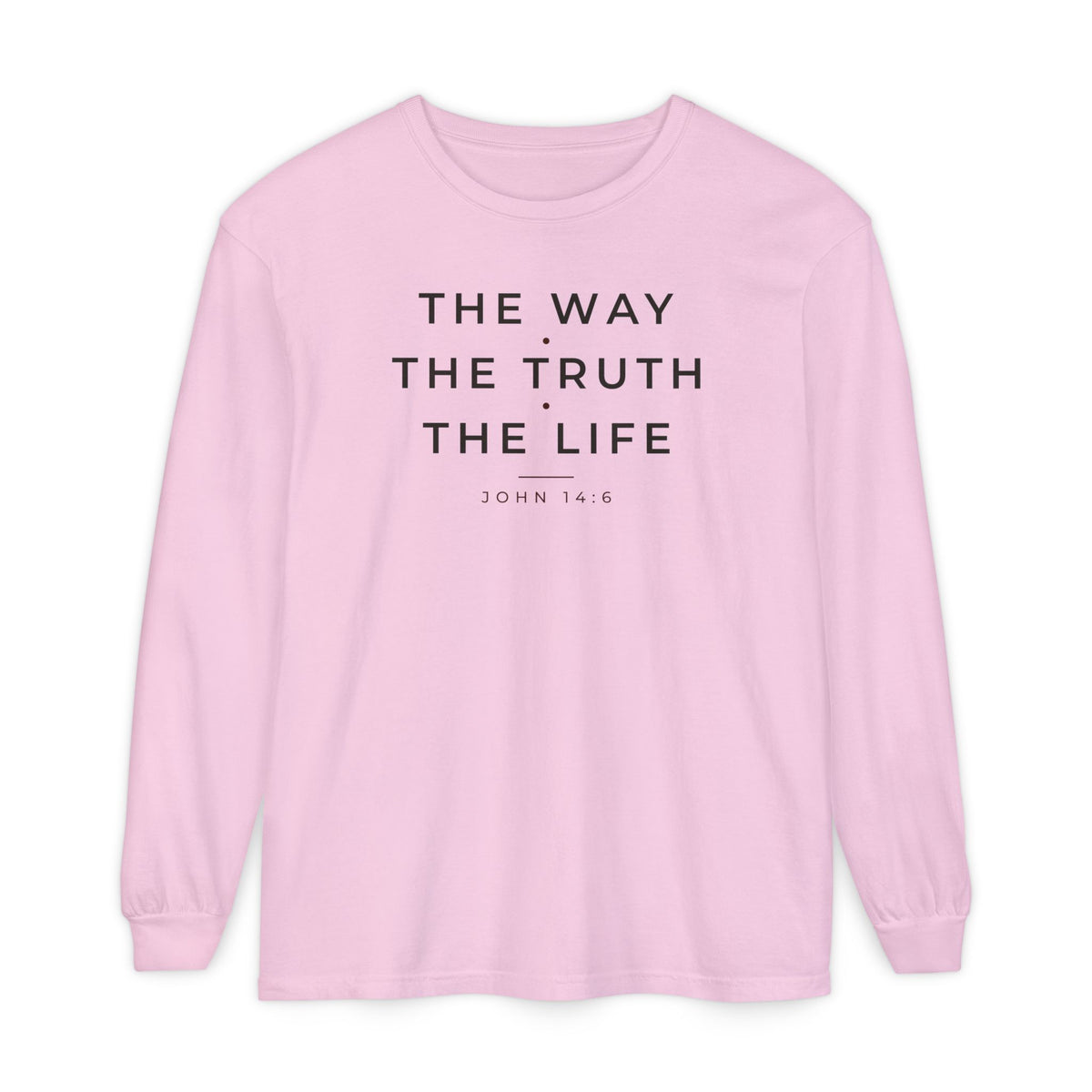 The Way The Truth The Life John 14:6 Christian long sleeve tee in blossom, front mockup