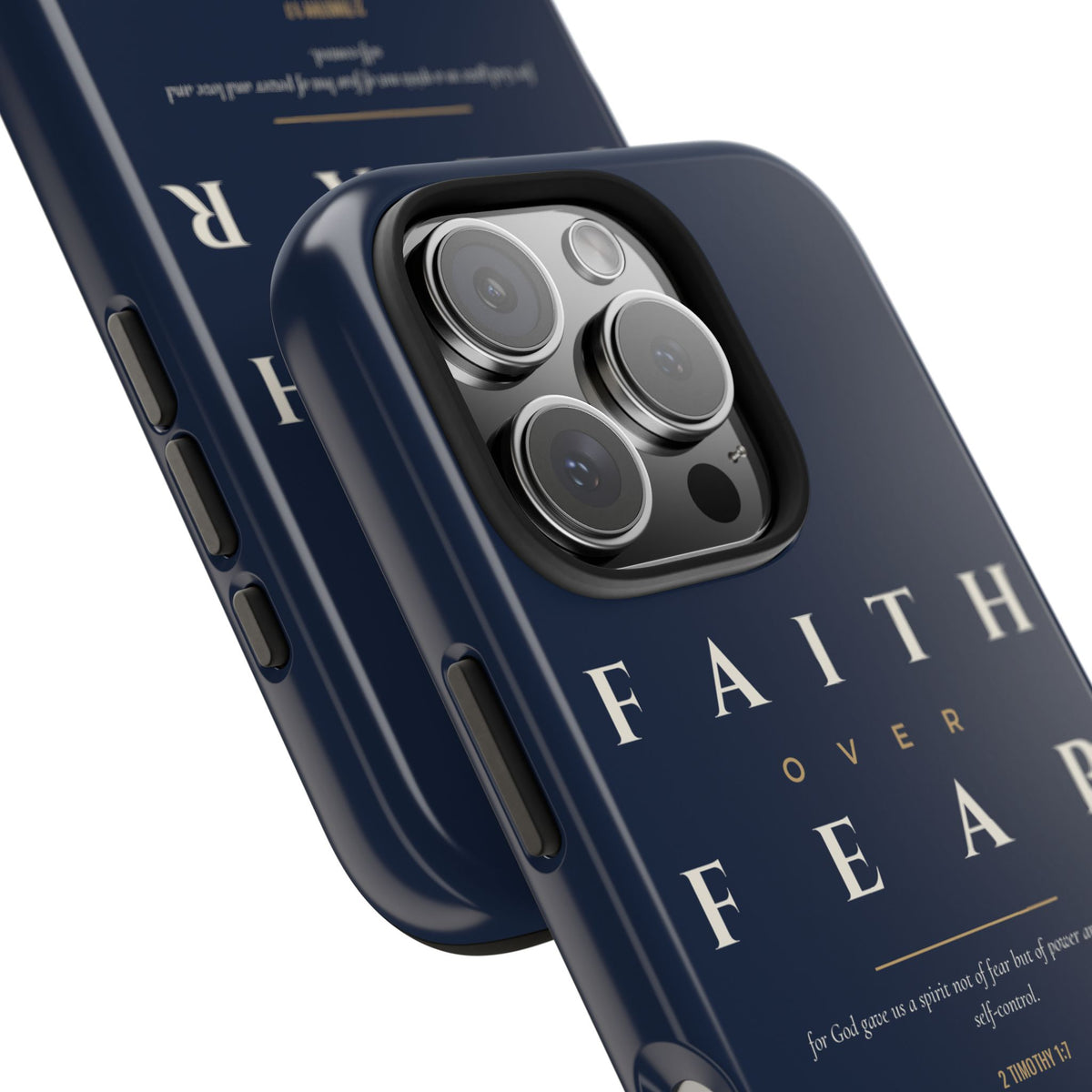 Faith Over Fear Phone Case | 2 Timothy 1:7 — Navy