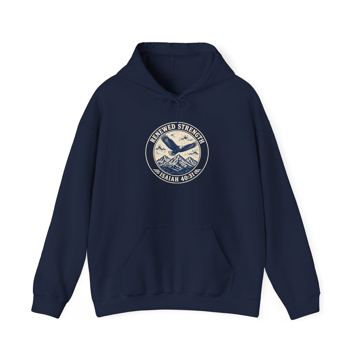 Renew Your Strength Isaiah 40:31 hoodie in navy, front mockup