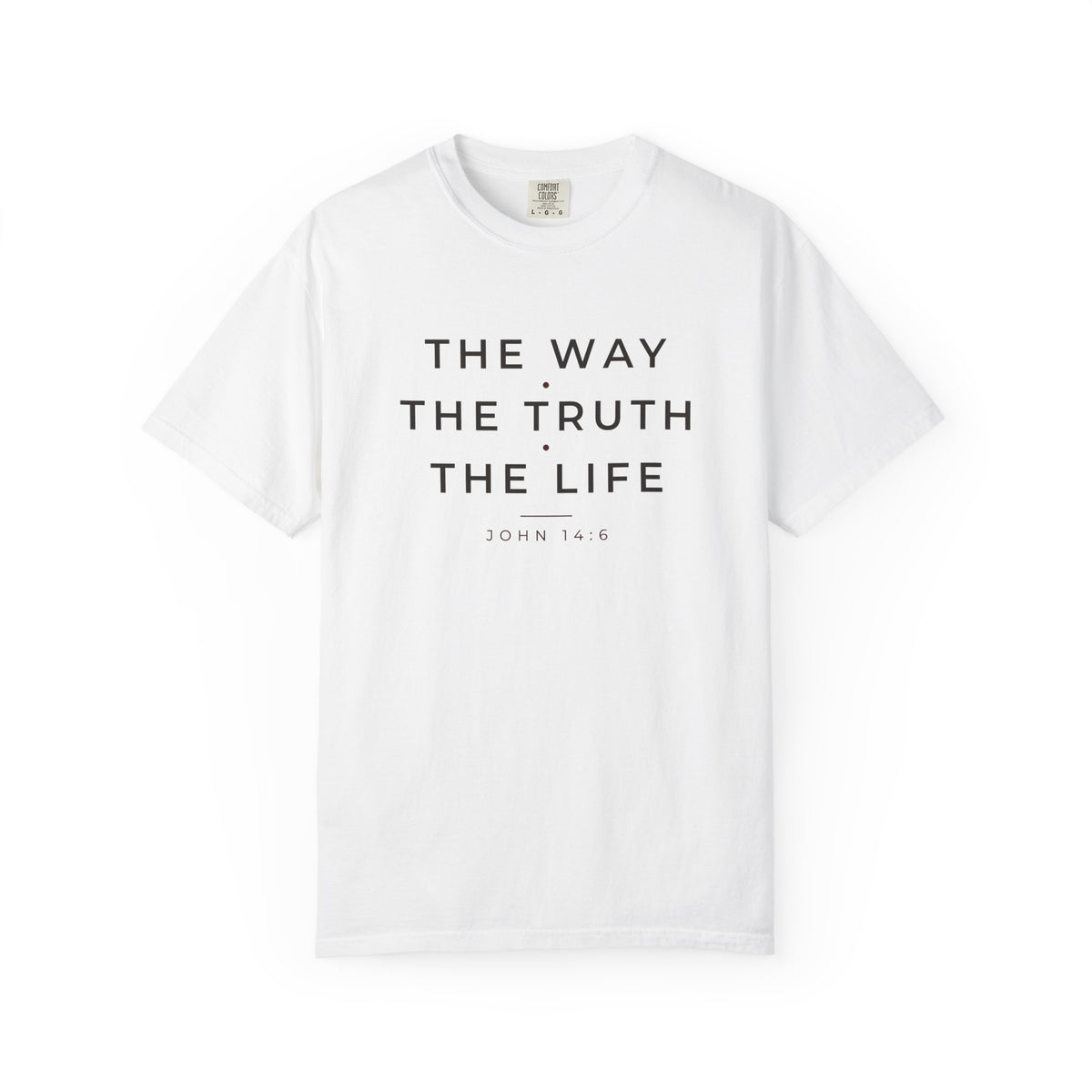 The Way The Truth The Life John 14:6 Christian tee in white, front mockup