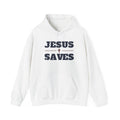 Jesus Saves Christian hoodie in white, front mockup