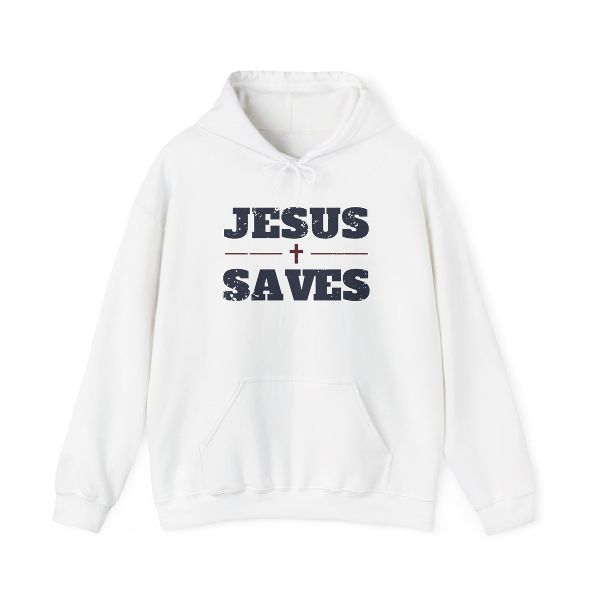 Jesus Saves Christian hoodie in white, front mockup