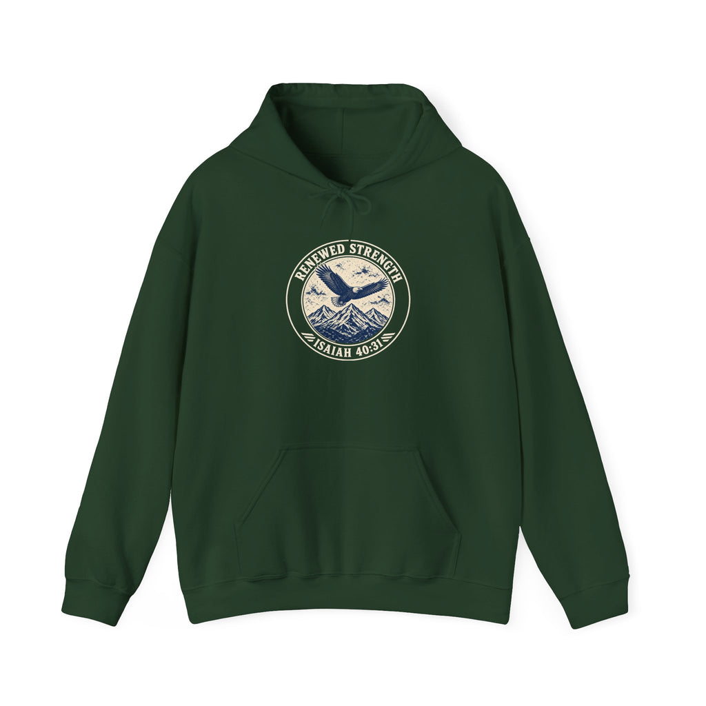 Renew Your Strength Isaiah 40:31 hoodie in forest green, front mockup
