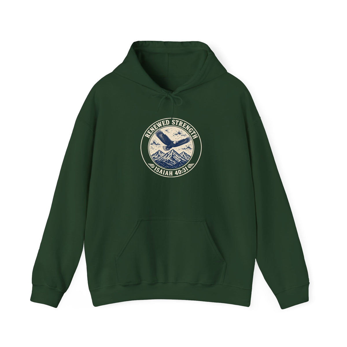Renew Your Strength Isaiah 40:31 hoodie in forest green, front mockup