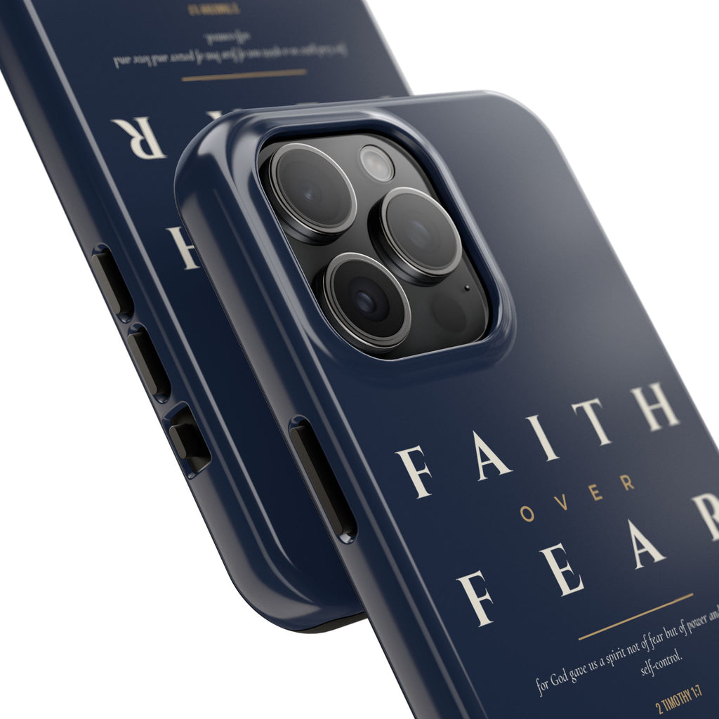 Faith Over Fear Phone Case | 2 Timothy 1:7 — Navy
