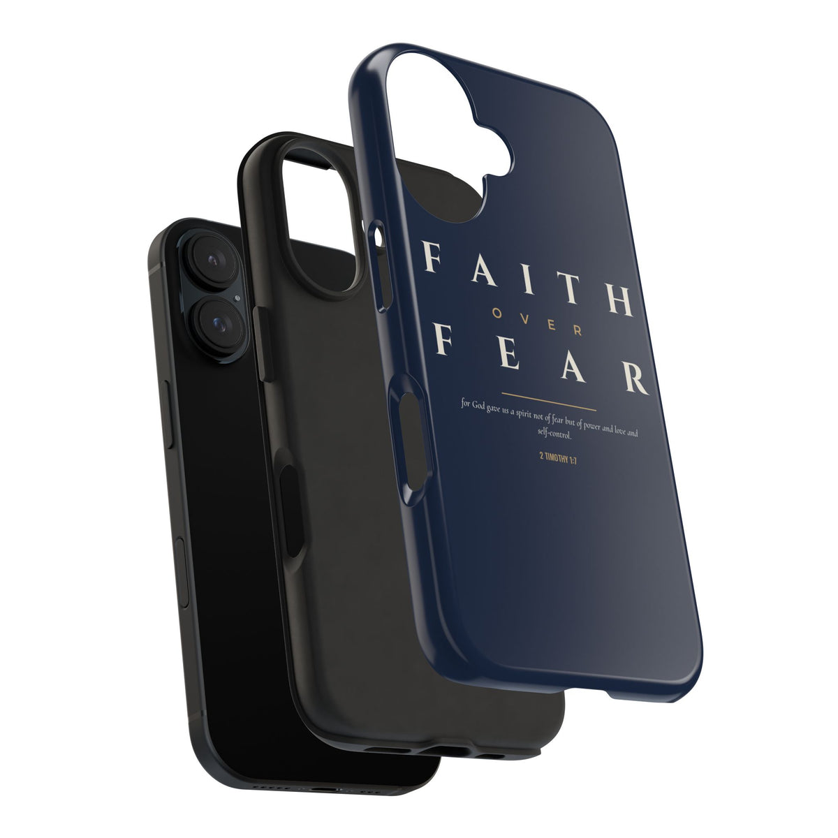 Faith Over Fear Phone Case | 2 Timothy 1:7 — Navy