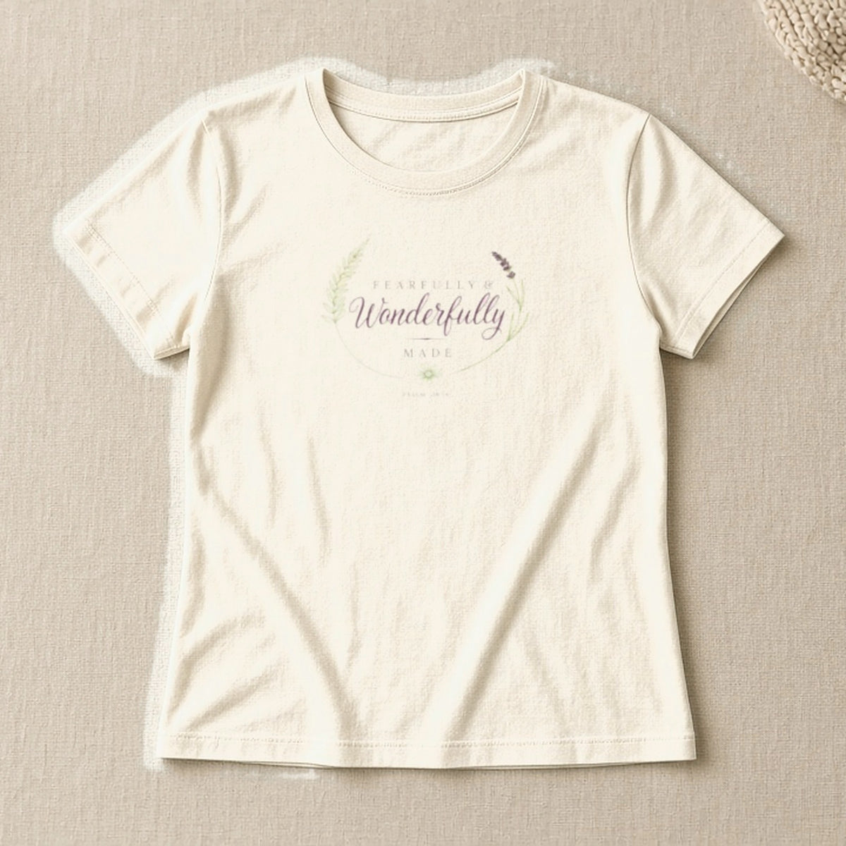 Fearfully & Wonderfully Made Women's Tee | Psalm 139:14 - Natural, front