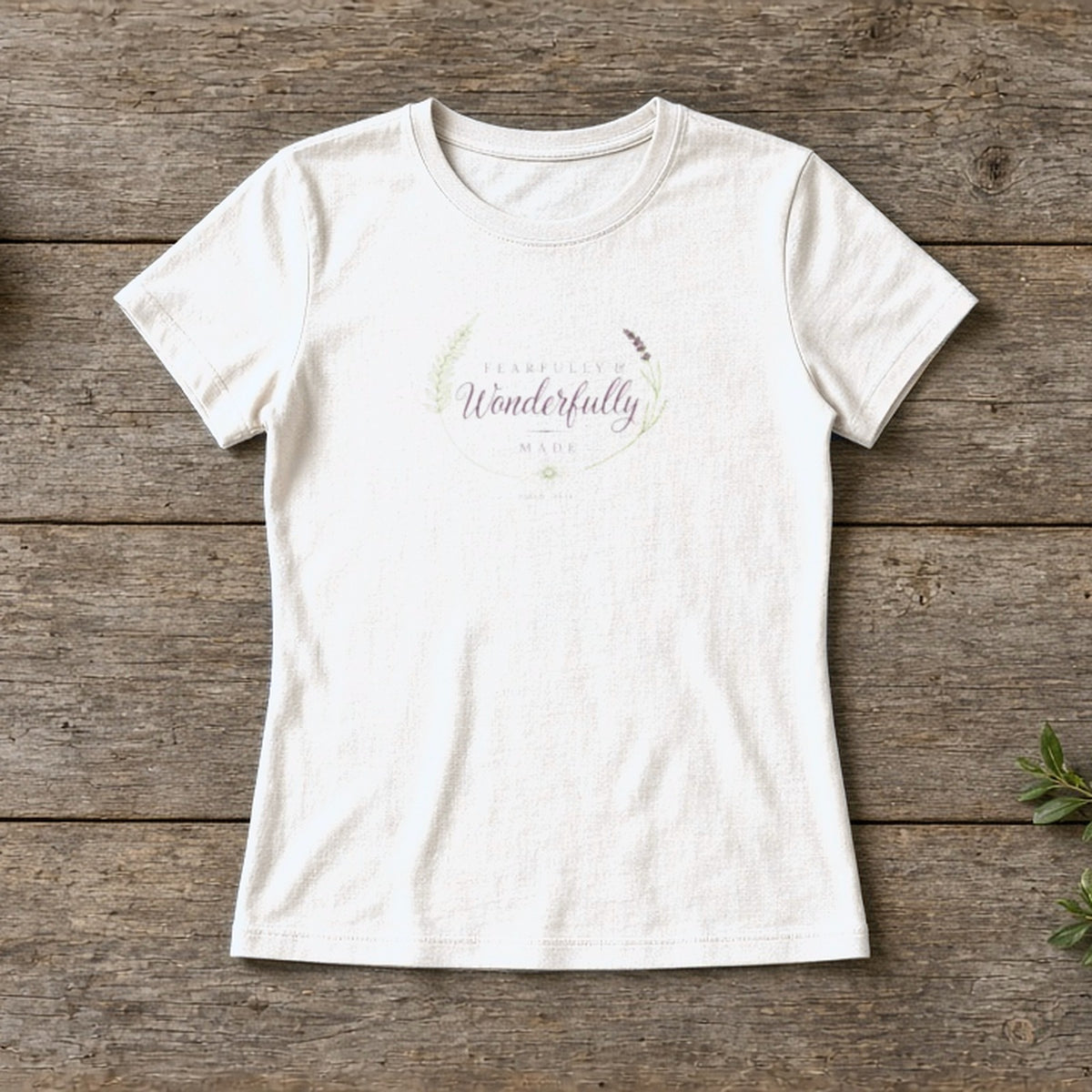 Fearfully & Wonderfully Made Women's Tee | Psalm 139:14 - White, front