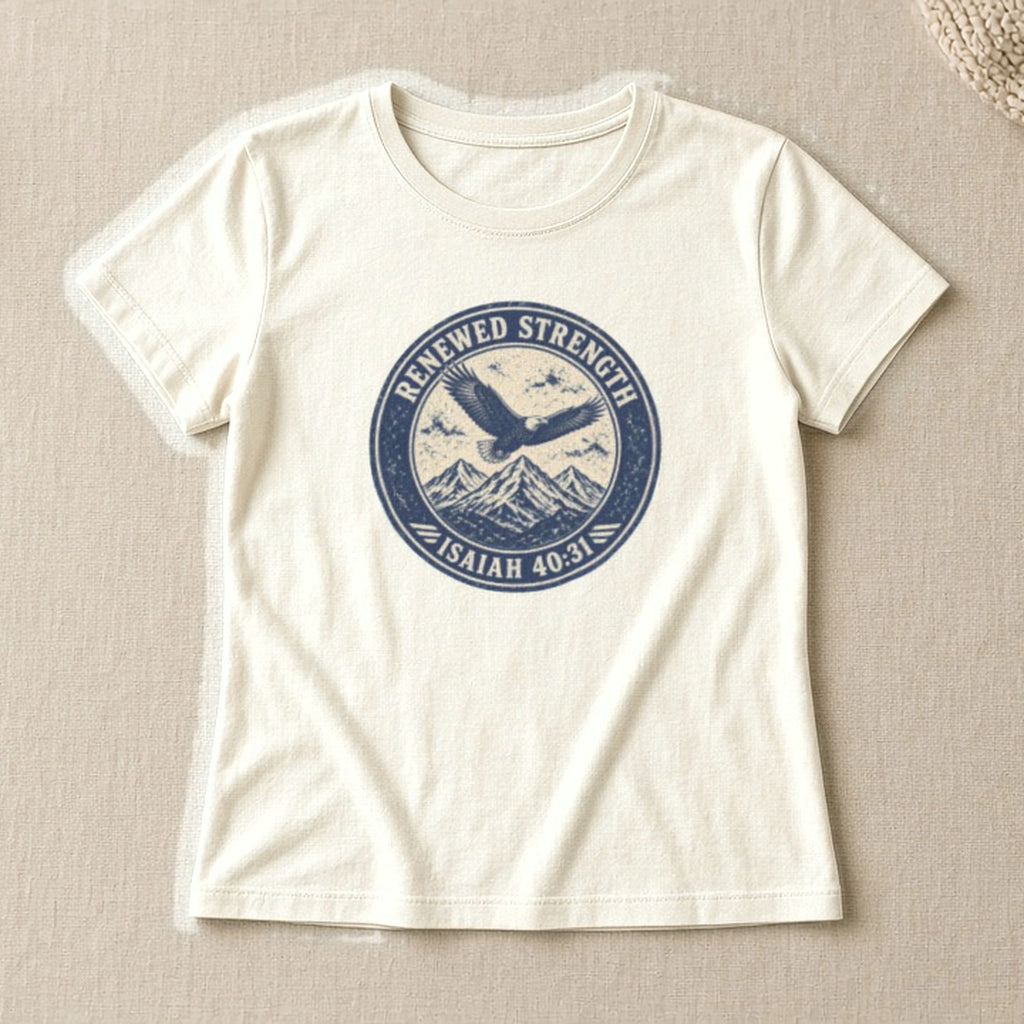 Renew Your Strength Women's Tee | Isaiah 40:31 - styled flat lay