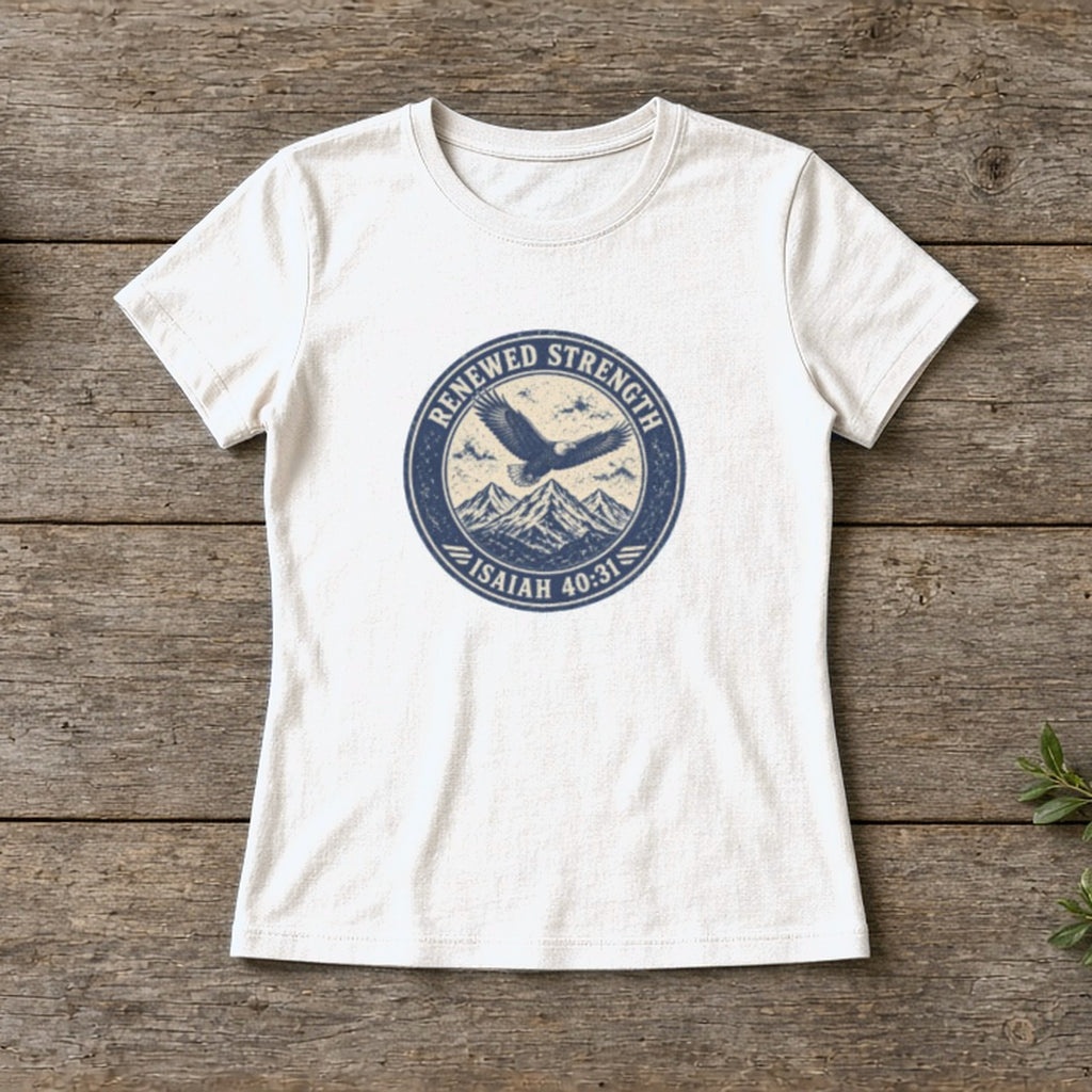 Renew Your Strength Women's Tee | Isaiah 40:31 - White, front