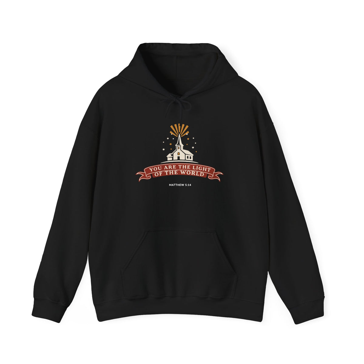 City on a Hill Matthew 5:14 hoodie in black, front mockup