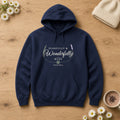 Fearfully & Wonderfully Made Psalm 139:14 navy hoodie, flat lay