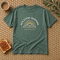 New Every Morning Lamentations 3:22-23 blue spruce tee, flat lay