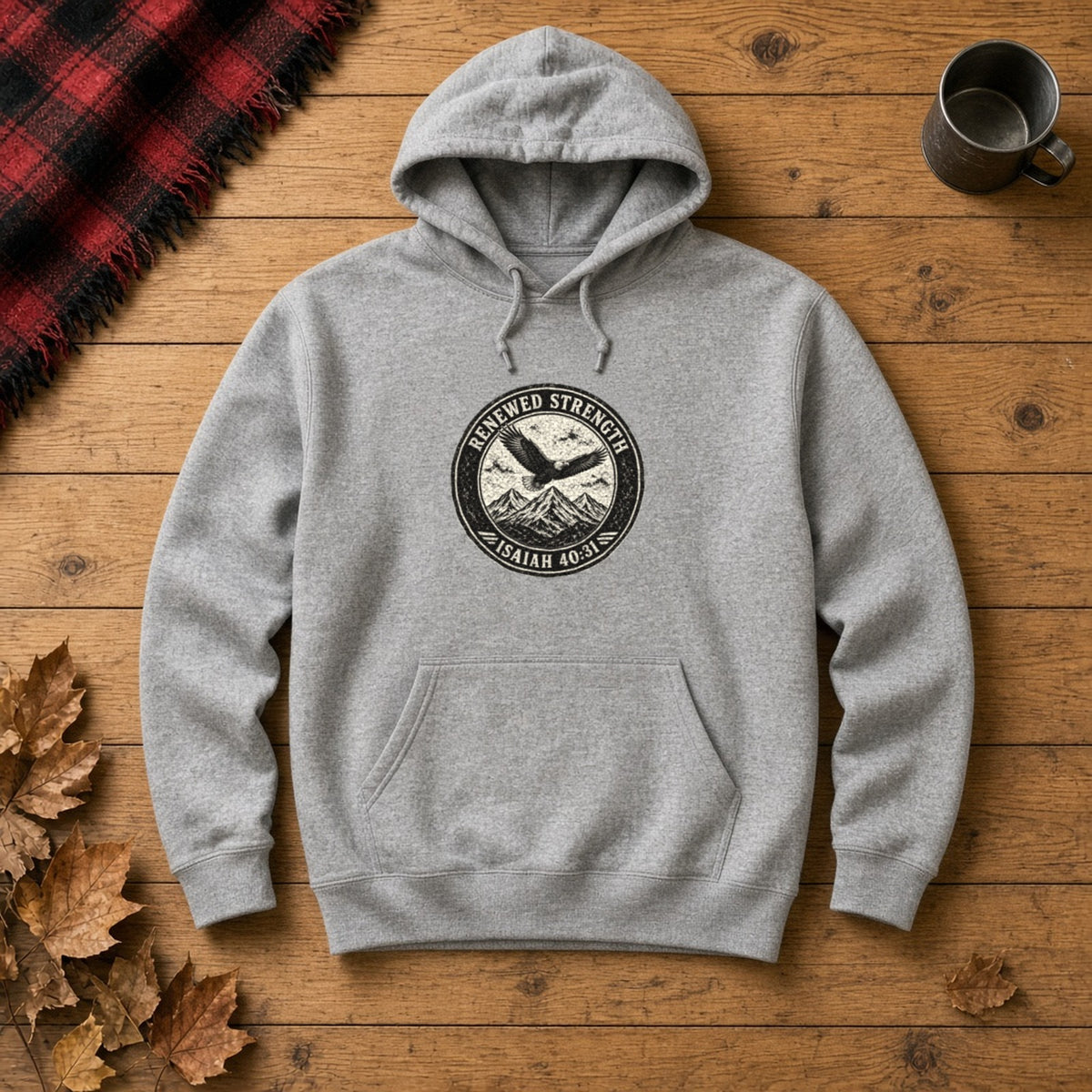 Renew Your Strength Isaiah 40:31 sport grey hoodie, flat lay