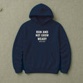 Run and Not Grow Weary Isaiah 40:31 navy hoodie, flat lay